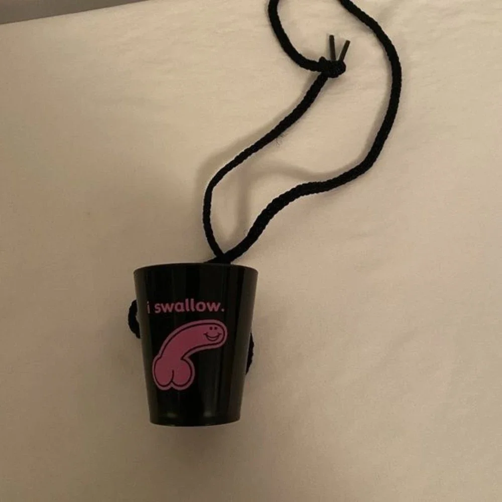 I Swallow Shot Glass on lanyard